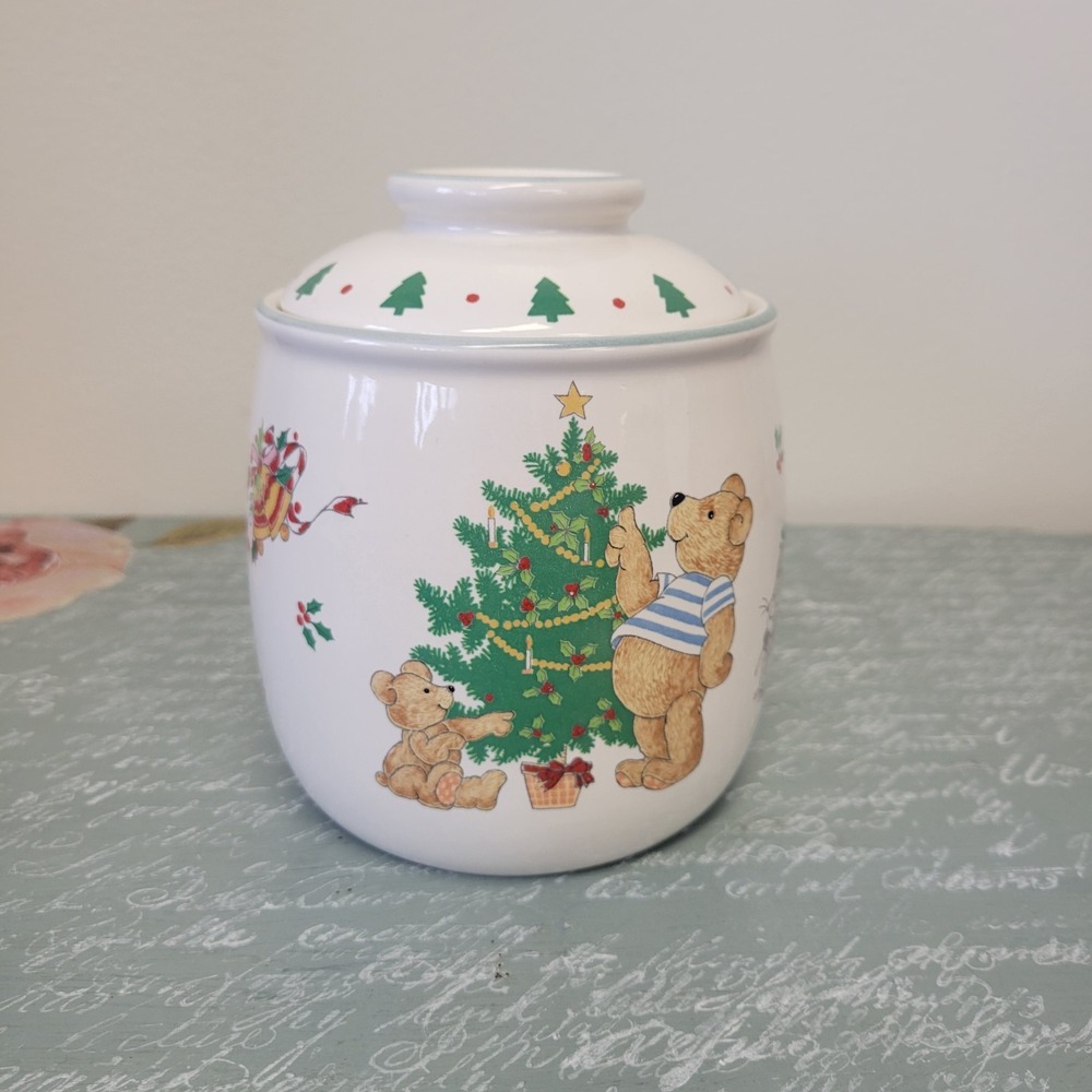 Vintage Mikasa Teddy's Christmas 6" Cookie Jar